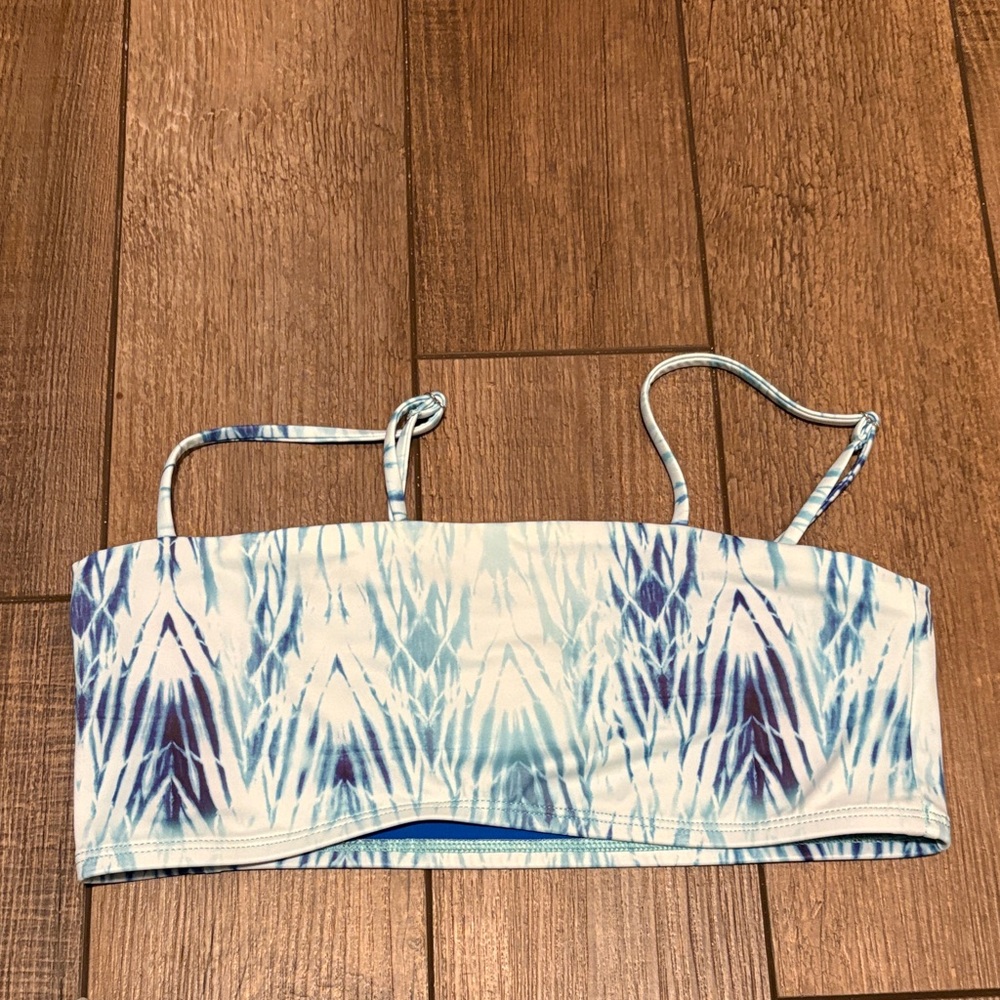 JOLYN Chika Bikini Top Small Blue Tie Dye